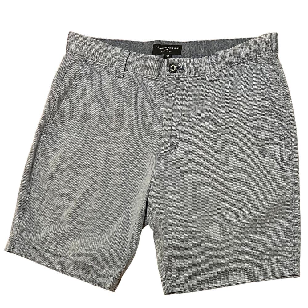 Banana Republic Aiden Shorts Blue Dobby Size 32 9” Inseam Classic Fit Preppy EUC